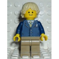 twn191 Businessman Pinstripe Jacket and Gold Tie, Dark Tan Legs, Tan Tousled and Layered Hair 